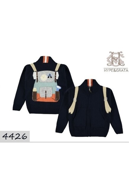 Arkasi Nakişli Fermuarli Hirka