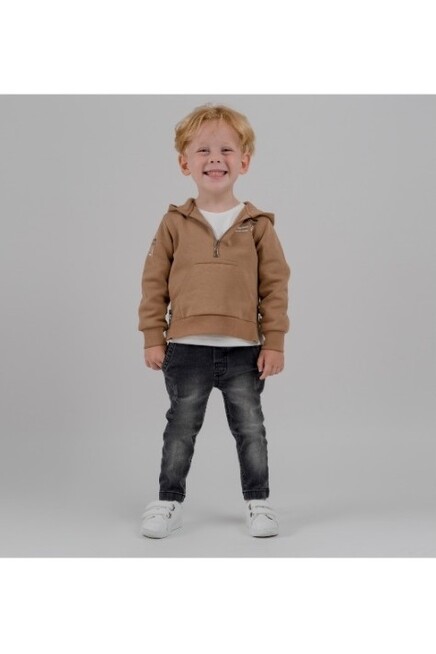 Tişört Kapüşonlu Baskili Sweatshirt Kot Pantolon Takim