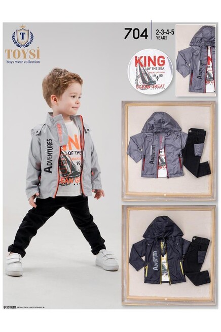 2-5 سنة صبي طقم سروال مع سترة مطرية