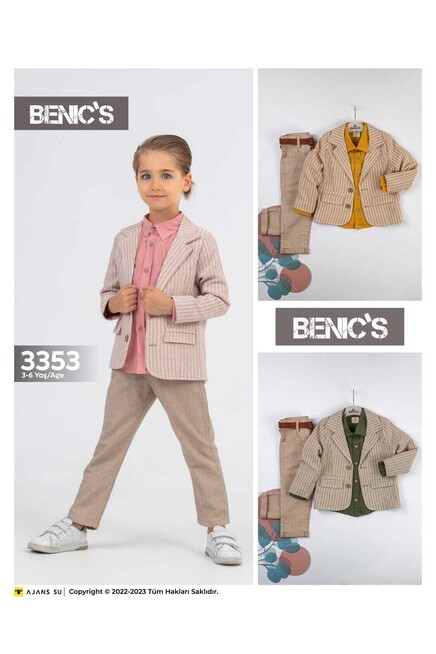 Gömlek Çizgili Ceket Pantolon Takim