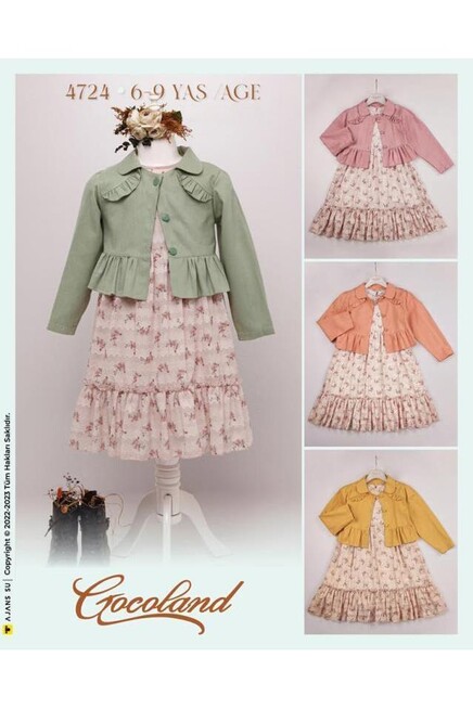 6-9 سنة فتاة فستان مع ستره