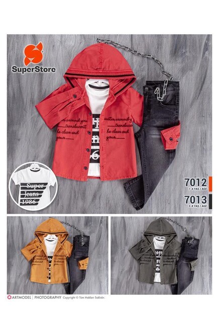 5-8 سنة صبي بدله تيشرت مع سروال