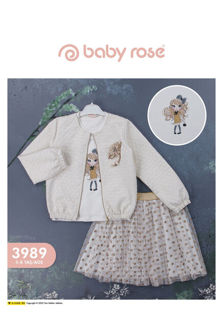 5-8 سنة فتاة طقم تنورة مع جاكيت