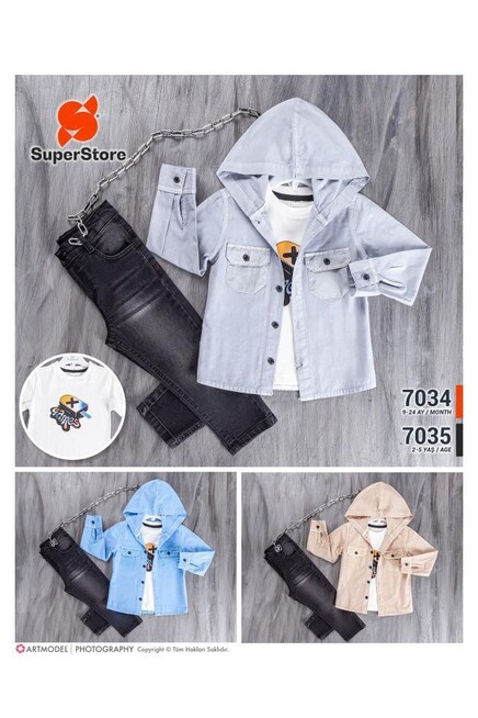 9-24 MONTH Boy PANT SUIT WITH SHIRT&T-SHIRT