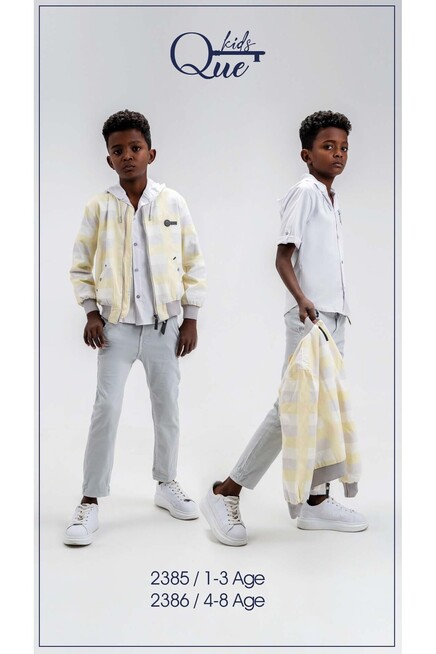 Kareli Kapişonlu Ceketli Pantolon Takım