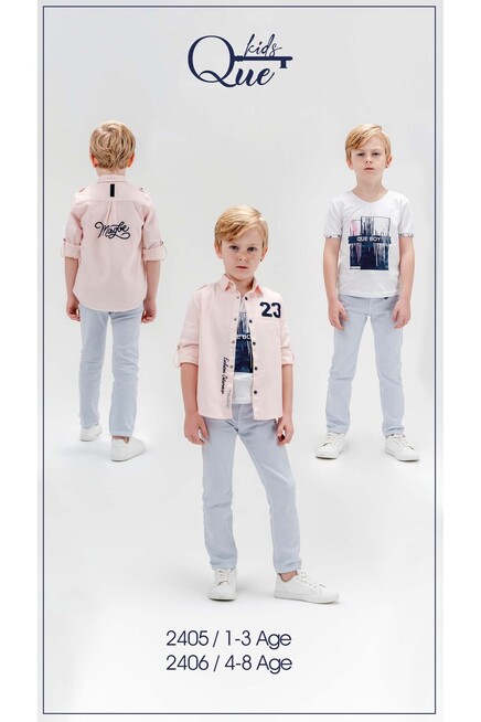 23 Nakışlı Yıkamalı Gömlekli Pantolon  Takım