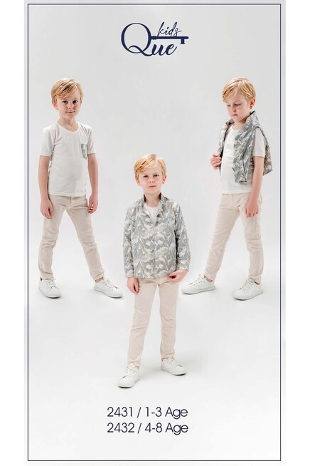 Yaprak Desenli Gömlekli Pantolon Takim