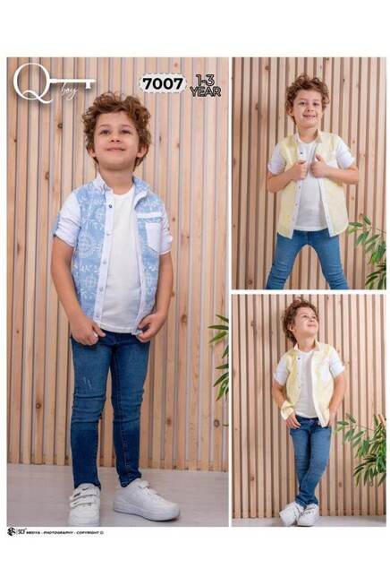 Desenli Gömlek Kot Pantolon Takım