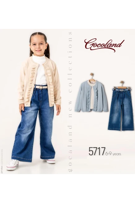 6-9 سنة فتاة ستره كارديجان مع سروال