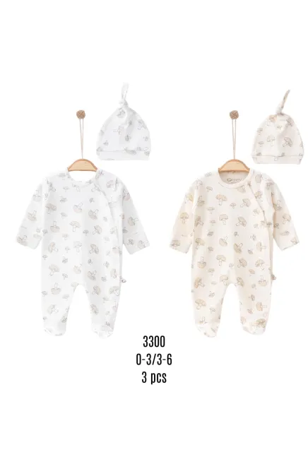 Mantar Baskılı Şapkalı Tulum