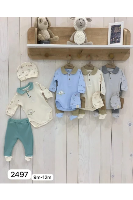 Şapkalı Badili 3`Lü Bebe Takım