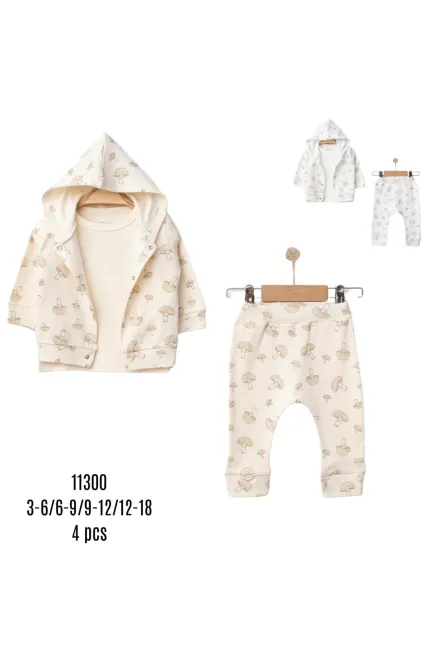 Mantar Baskılı Ceketli Eşofmna Takımı