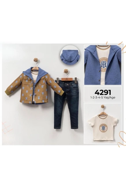 Yelekli Gömlekli Tişörtlü Pantolonlu Takım