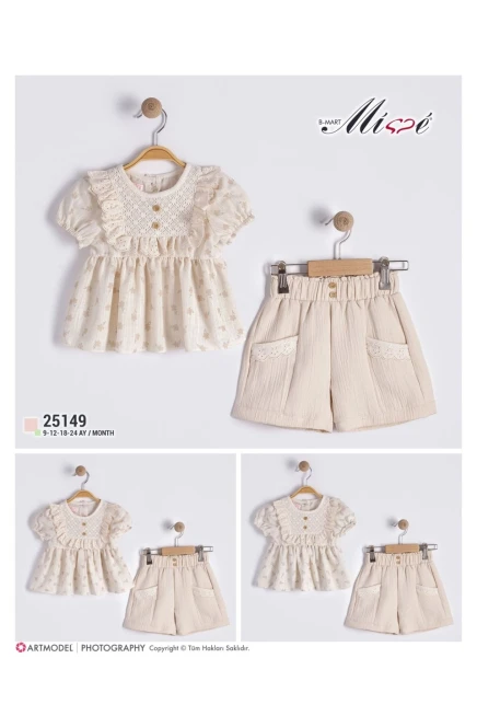 9-24 شهر فتاة بلوزة طقم شرط