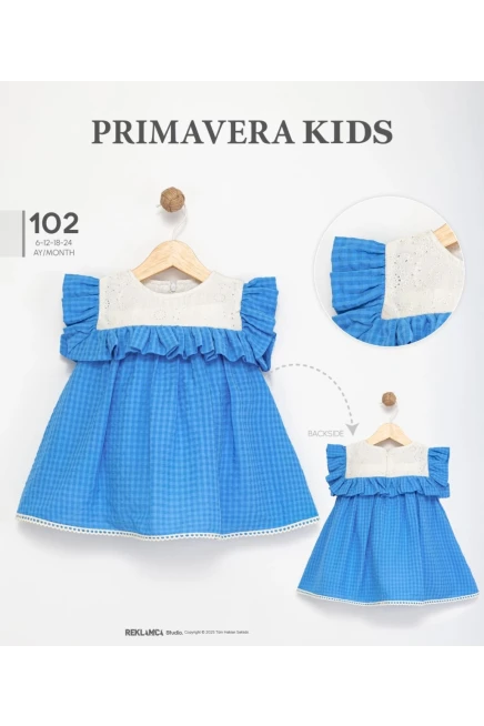 Kareli Fırfırlı Elbise