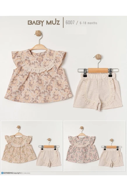 Çiçekli Bluzlu Şort Takım