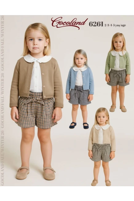 Ceketli Bluzlu Kareli Şort Takım