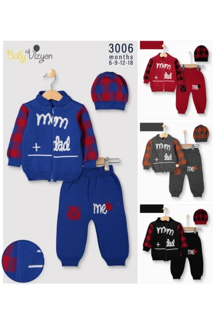 Şapkalı Triko Ceketli Pantolonlu Takım