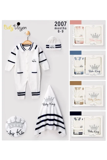 Triko 3`Lü Battaniyeli Bebe Set