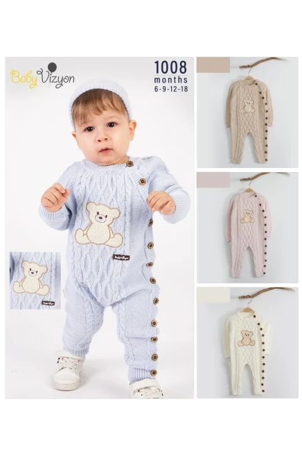 Triko Şapkalı Bebe Tulum