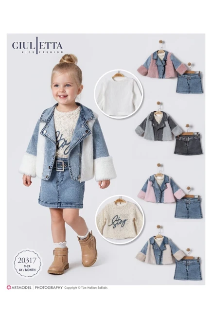 9-24 شهر فتاة طقم تنورة مع جاكيت