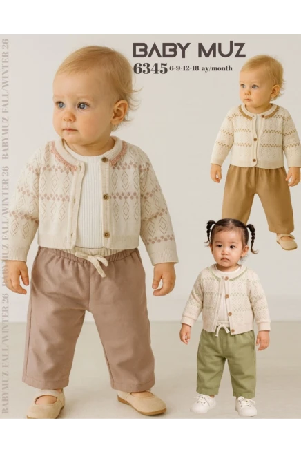 6-18 شهر فتاة ستره كارديجان مع سروال