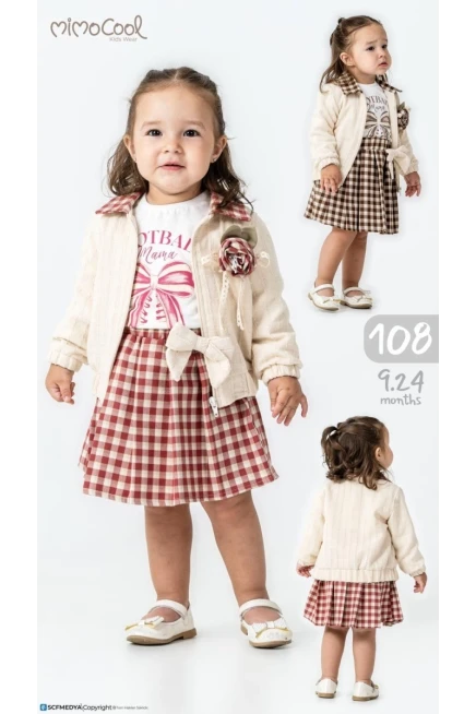 9-24 شهر فتاة طقم تنورة مع جاكيت