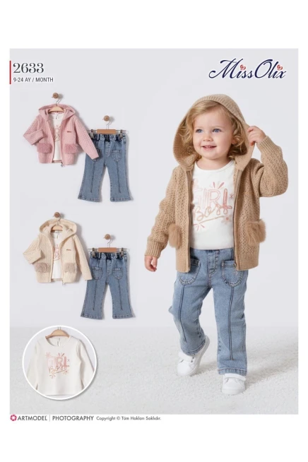 9-24 شهر فتاة ستره كارديجان مع سروال