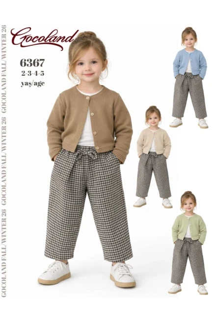 2-5 سنة فتاة ستره كارديجان مع سروال