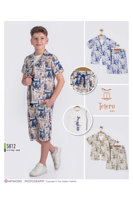 6-9 سنة صبي بدله تيشرت مع شورت