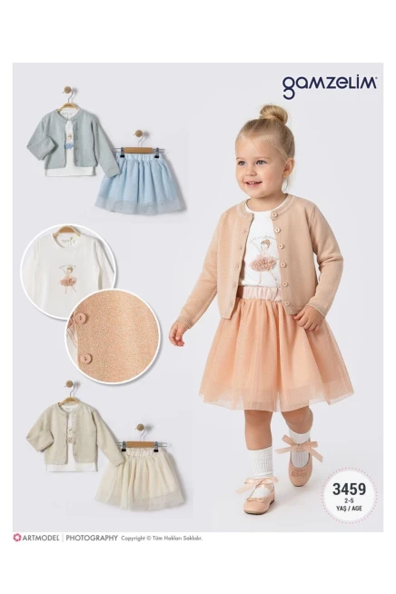 2-5 YEAR Girl SKIRT SET WITH CARDIGAN