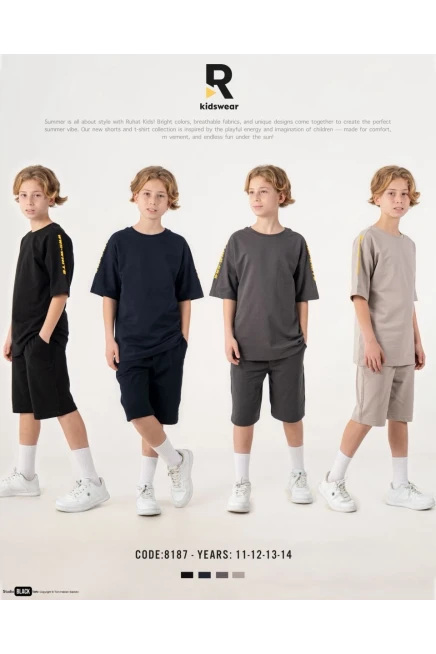 11-14 سنة صبي بدله تيشرت مع شورت