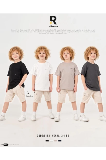 Yakalı Tişörtlü Keten Şortlu Takım