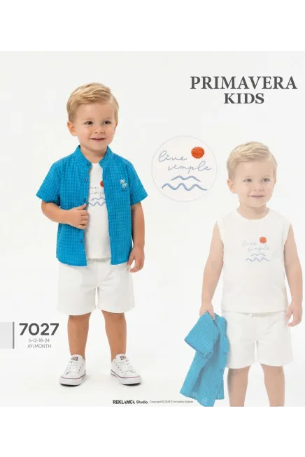 Gömlekli Tişörtlü Şort Takım