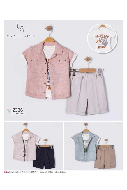 Gömlekli Tişörtlü Şort Takım