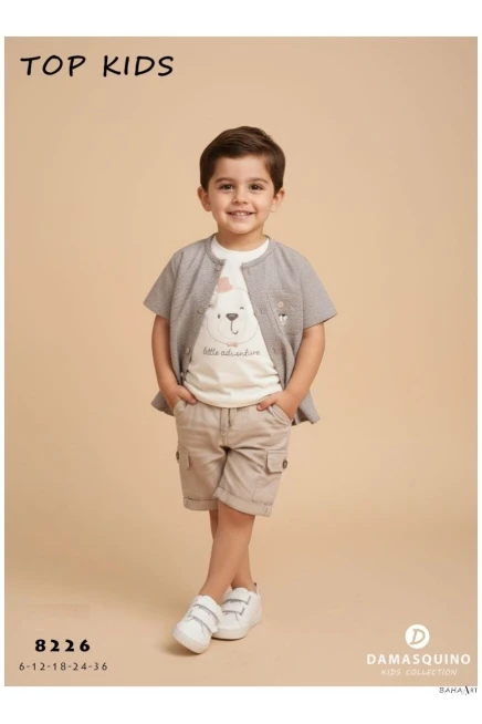 Gömlekli Tişörtlü Şort Takım