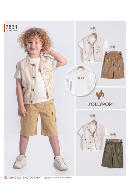 Yelekli Tişörtlü Şort Takım