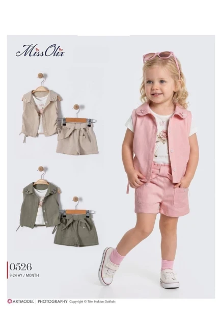 Yelekli Tişörtlü Şort Takım