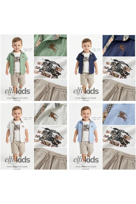 Gömlekli Tişörtlü Şort Takım