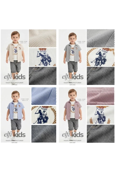 Gömlekli Tişörtlü Şort Takım