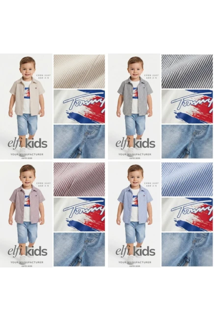 Gömlekli Tişörtlü Şort Takım