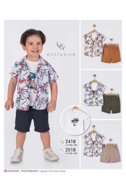 Gömlekli Tişörtlü Şort Takım