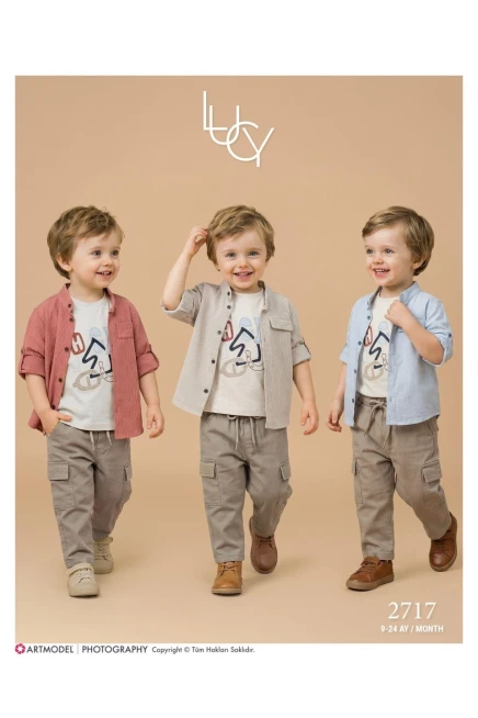 Gömlekli Tişörtlü Pantolonlu Takım