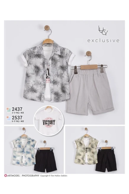 Gömlekli Tişörtlü Şort Takım