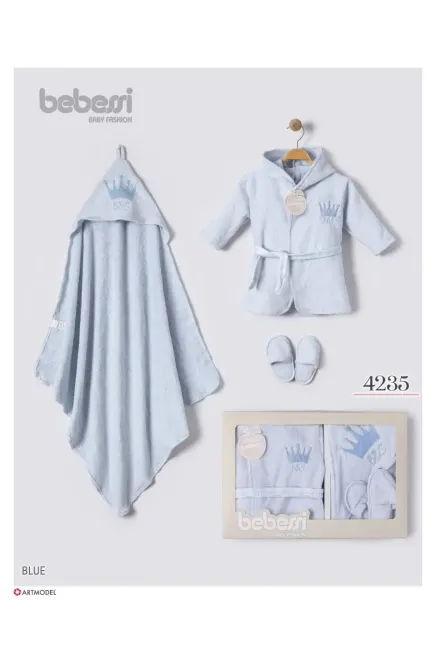 Bornozlu Havlulu Terlikli Set