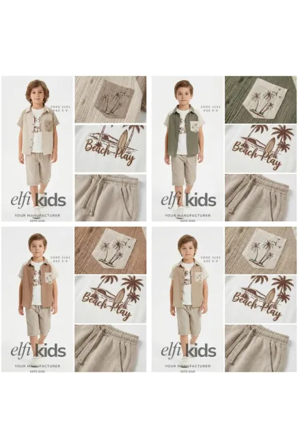 Gömlekli Tişörtlü Şort Takım