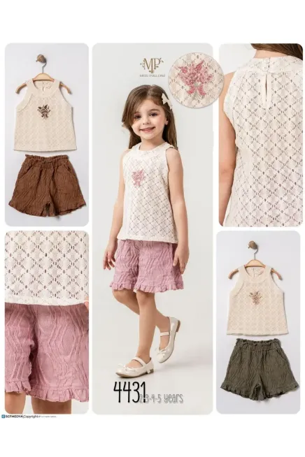 2-5 سنة فتاة بلوزة طقم شرط