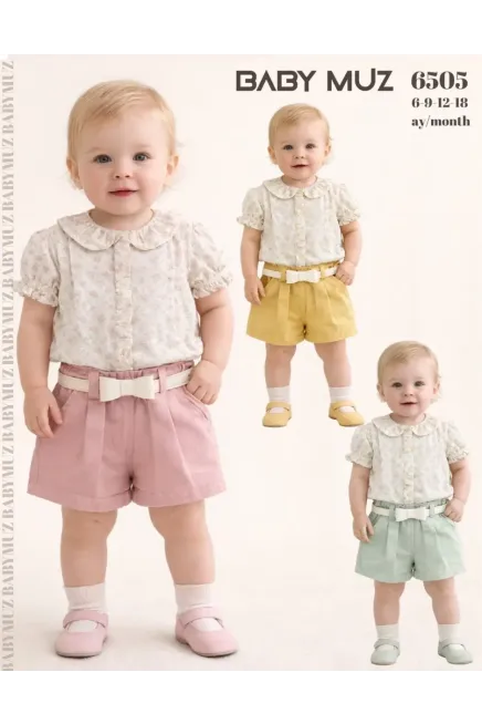 Çiçekli Bluzlu Şort Takım 