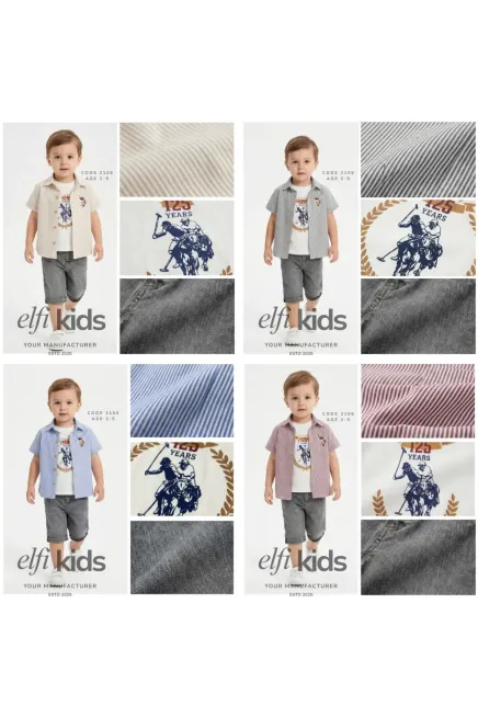 Gömlekli Tişörtlü Şort Takım