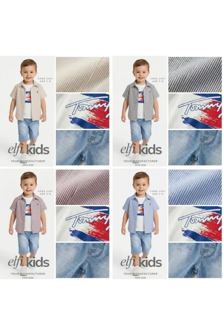 Gömlekli Tişörtlü Şort Takım